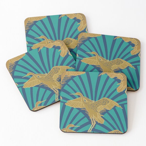 Item preview, Art Deco Crane Elegance - Textured Vintage Bird Pattern Indigo L designed and sold by tanyadistudio.