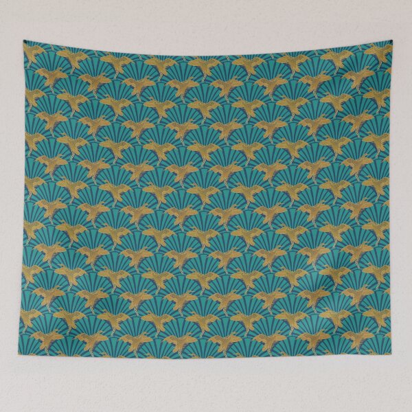 Item preview, Art Deco Crane Elegance - Textured Vintage Bird Pattern Indigo S designed and sold by tanyadistudio.