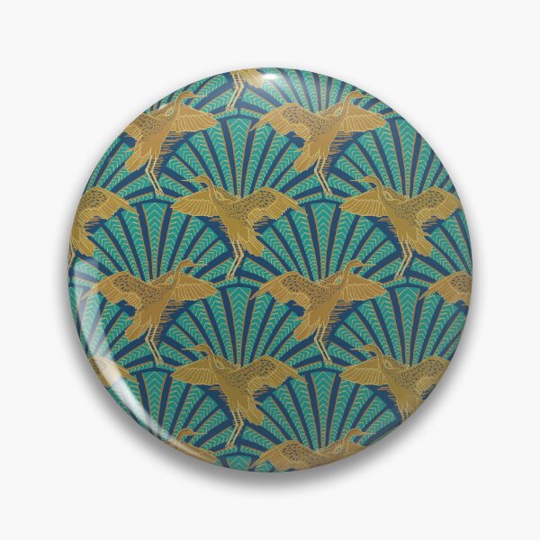 Item preview, Art Deco Crane Elegance - Textured Vintage Bird Pattern Indigo Chevron S designed and sold by tanyadistudio.