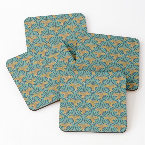 Item preview, Art Deco Crane Elegance - Textured Vintage Bird Pattern Indigo Chevron S designed and sold by tanyadistudio.