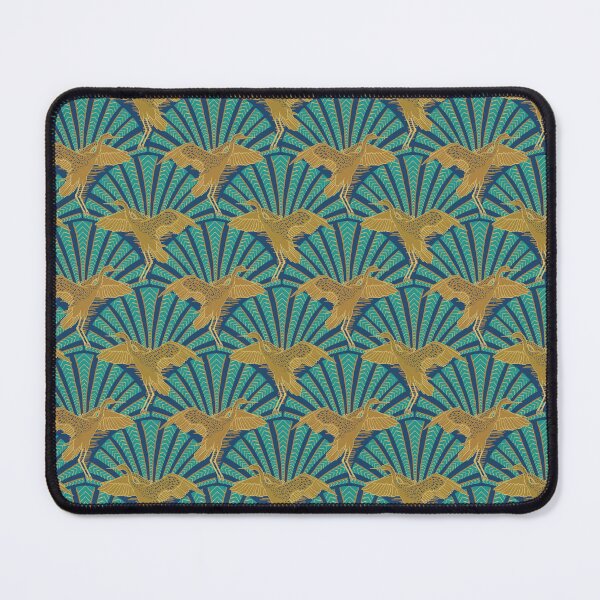 Item preview, Art Deco Crane Elegance - Textured Vintage Bird Pattern Indigo Chevron S designed and sold by tanyadistudio.
