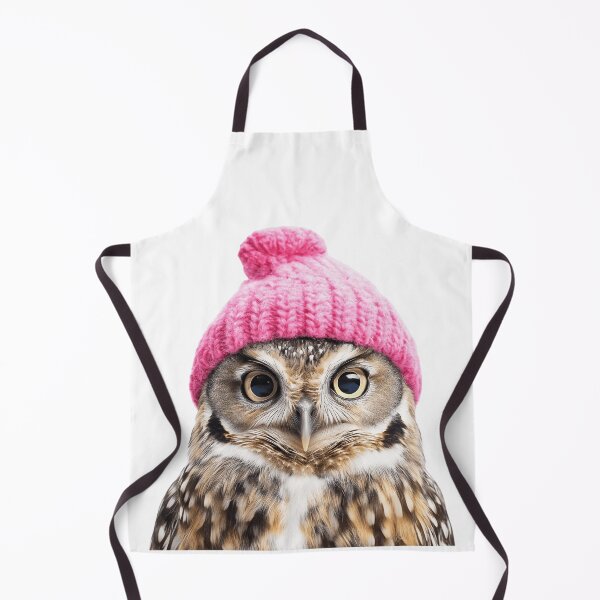 Item preview, Cozy Owl Wearing Pink Winter Hat Trendy Animal Fashion Artwork designed and sold by LazyOwlStore.