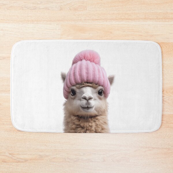 Item preview, Cozy Alpaca Wearing Pink Winter Hat Trendy Animal Fashion Artwork designed and sold by LazyOwlStore.