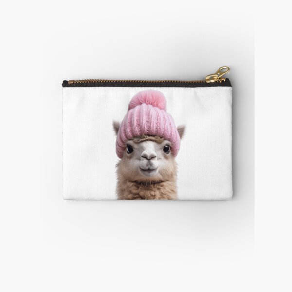 Item preview, Cozy Alpaca Wearing Pink Winter Hat Trendy Animal Fashion Artwork designed and sold by LazyOwlStore.