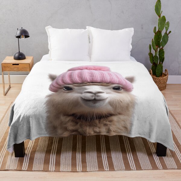 Item preview, Cozy Alpaca Wearing Pink Winter Hat Trendy Animal Fashion Artwork designed and sold by LazyOwlStore.