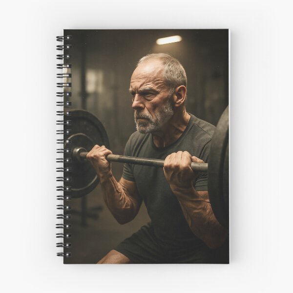 Item preview, Senior Man Lifting Barbell in Dark Gym designed and sold by soulofalion.