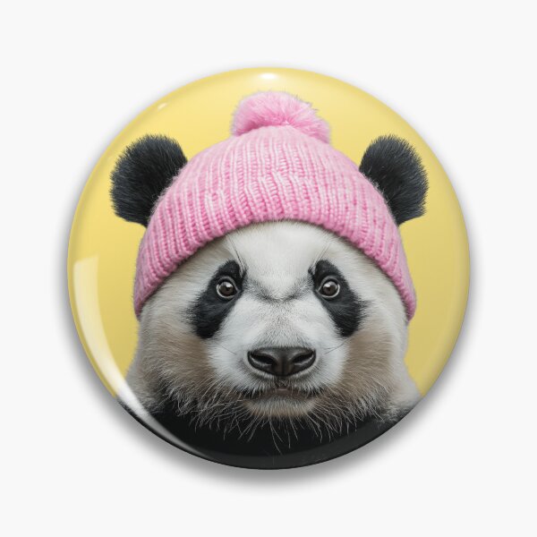 Item preview, Cozy Panda Wearing Pink Winter Hat Trendy Animal Fashion Artwork designed and sold by LazyOwlStore.