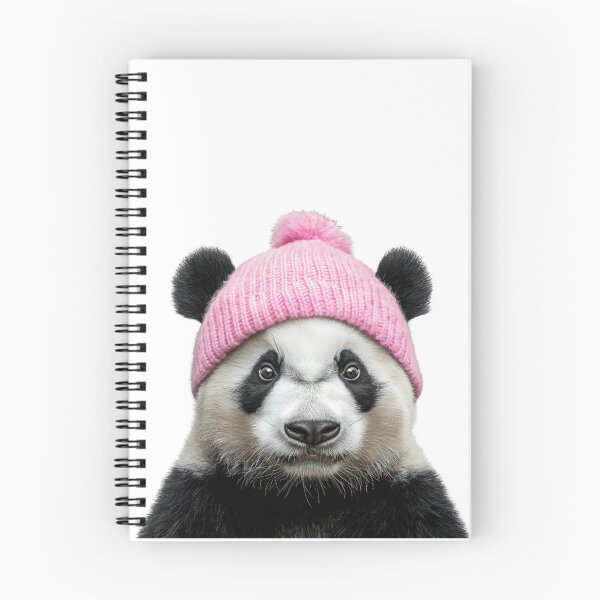 Item preview, Cozy Panda Wearing Pink Winter Hat Trendy Animal Fashion Artwork designed and sold by LazyOwlStore.