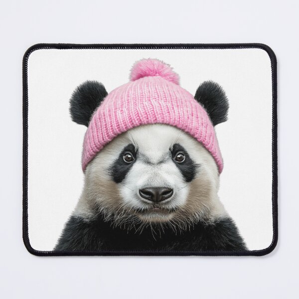 Item preview, Cozy Panda Wearing Pink Winter Hat Trendy Animal Fashion Artwork designed and sold by LazyOwlStore.