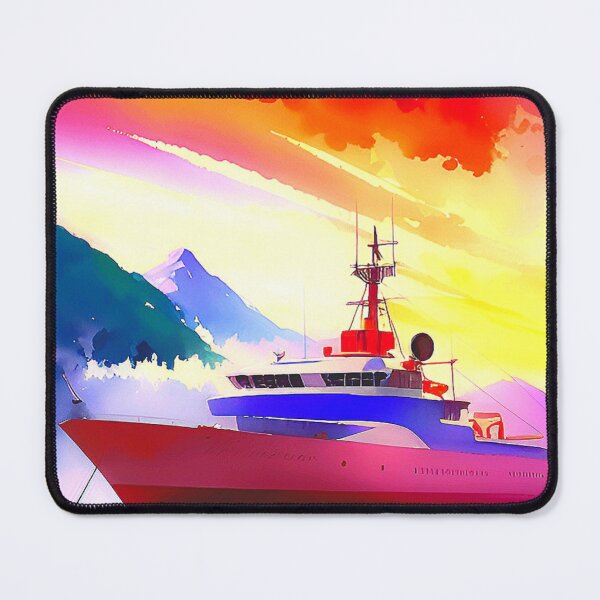 Item preview, Landscape with ship on the river and mountains in the background. designed and sold by Giulivo Store Graphic.