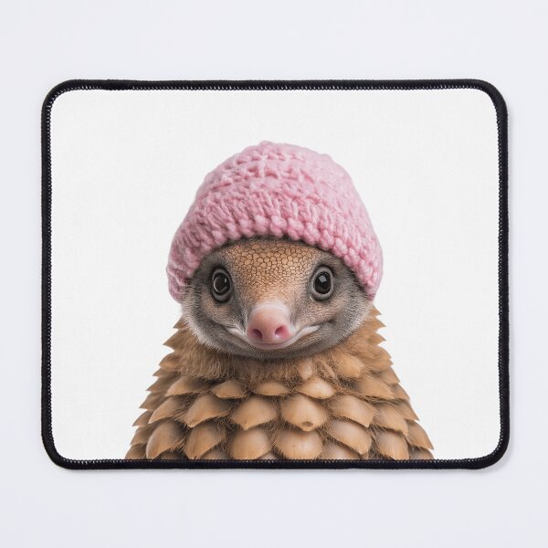 Item preview, Cozy Pangolin Wearing Pink Winter Hat Trendy Animal Fashion Artwork designed and sold by LazyOwlStore.