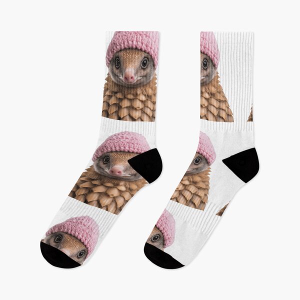 Item preview, Cozy Pangolin Wearing Pink Winter Hat Trendy Animal Fashion Artwork designed and sold by LazyOwlStore.