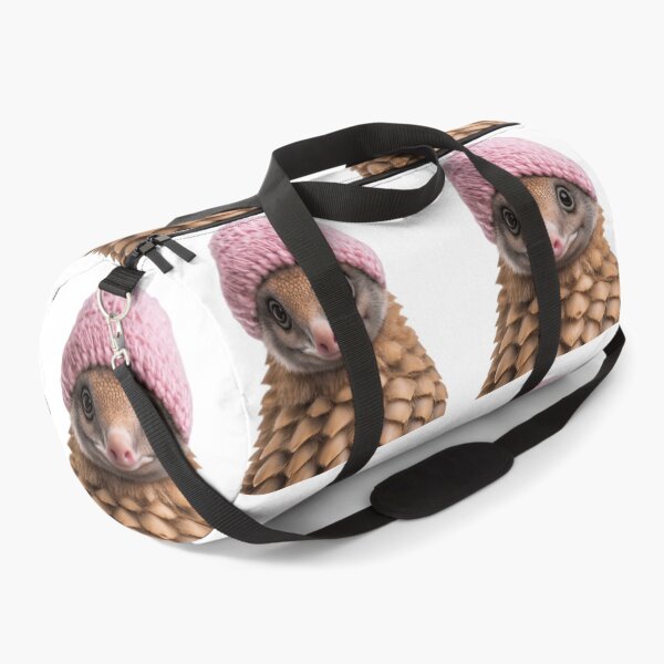 Item preview, Cozy Pangolin Wearing Pink Winter Hat Trendy Animal Fashion Artwork designed and sold by LazyOwlStore.
