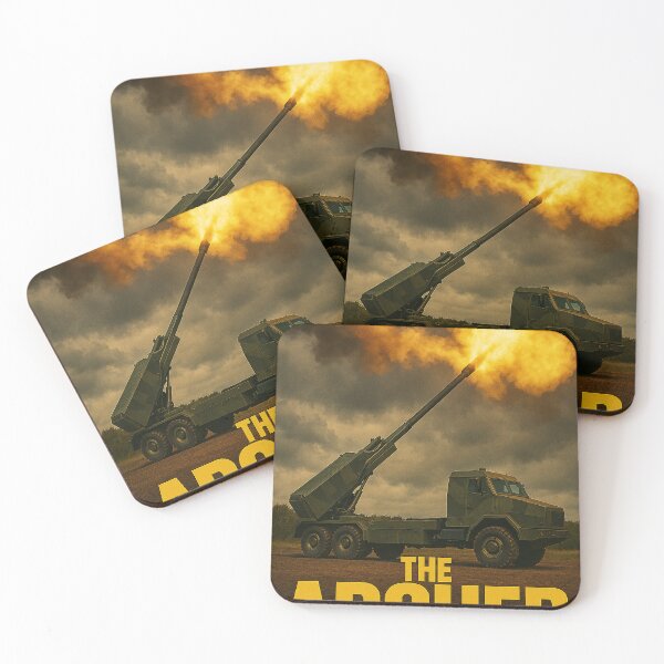 Item preview, The Archer, Artillery, Army, British Army, military, vehicle, cannon, firepower, explosion, artillery, dramatic, clouds, mobility, text designed and sold by Airpower Art.