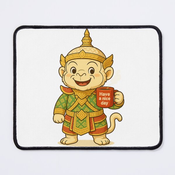 Item preview,  Cute Thai monkey Holding Coffee – Funny Mythical Giant with "Have a Nice Day" Mug designed and sold by Bspaces.