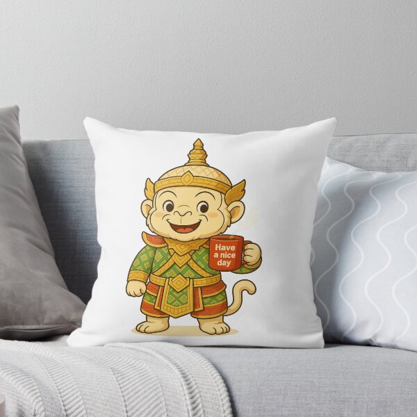 Item preview,  Cute Thai monkey Holding Coffee – Funny Mythical Giant with "Have a Nice Day" Mug designed and sold by Bspaces.