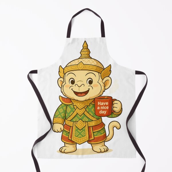 Item preview, Cute Thai monkey Holding Coffee – Funny Mythical Giant with "Have a Nice Day" Mug designed and sold by Bspaces.