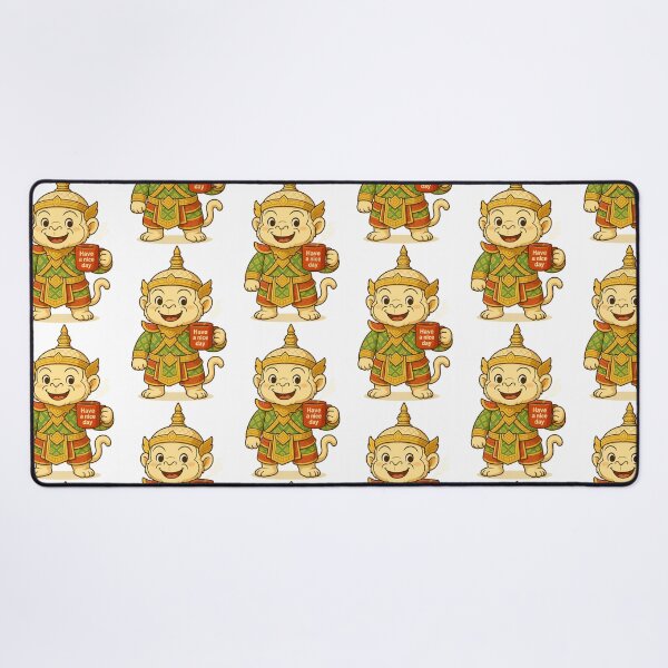 Item preview,  Cute Thai monkey Holding Coffee – Funny Mythical Giant with "Have a Nice Day" Mug designed and sold by Bspaces.