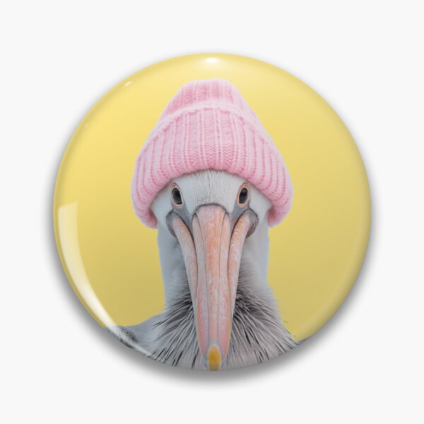 Item preview, Cozy Pelican Wearing Pink Winter Hat Trendy Animal Fashion Artwork designed and sold by LazyOwlStore.