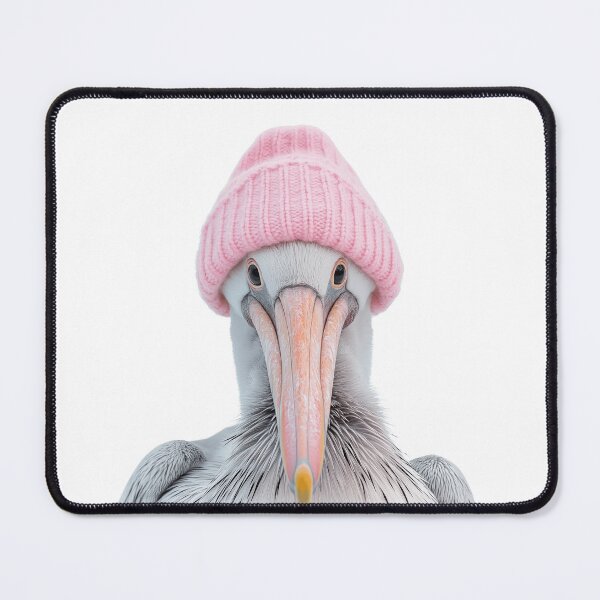 Item preview, Cozy Pelican Wearing Pink Winter Hat Trendy Animal Fashion Artwork designed and sold by LazyOwlStore.
