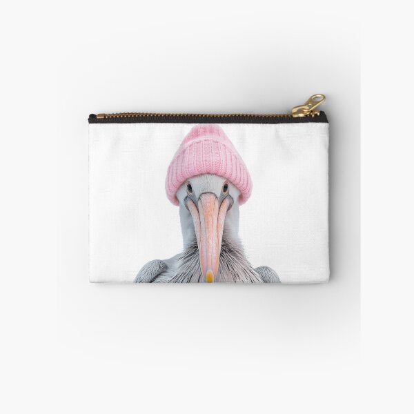 Item preview, Cozy Pelican Wearing Pink Winter Hat Trendy Animal Fashion Artwork designed and sold by LazyOwlStore.