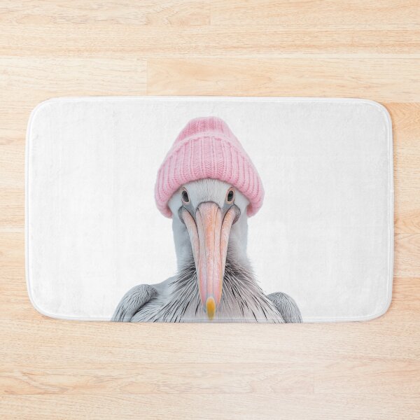 Item preview, Cozy Pelican Wearing Pink Winter Hat Trendy Animal Fashion Artwork designed and sold by LazyOwlStore.
