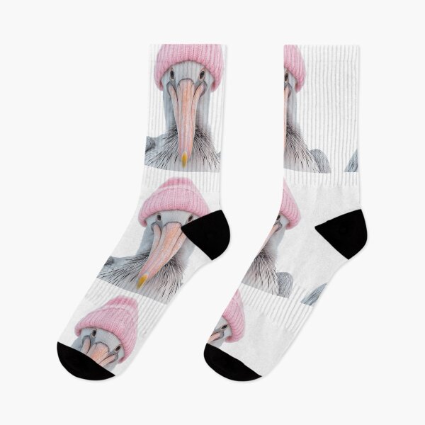 Item preview, Cozy Pelican Wearing Pink Winter Hat Trendy Animal Fashion Artwork designed and sold by LazyOwlStore.