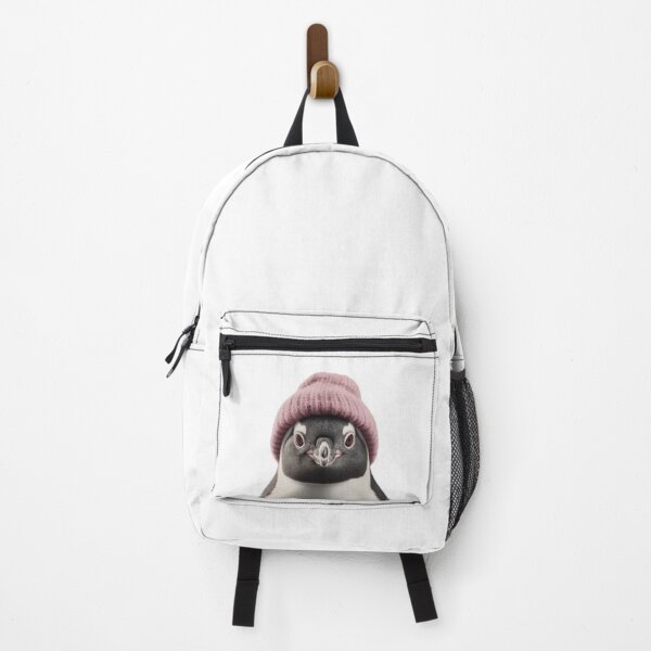 Item preview, Cozy Penguin Wearing Pink Winter Hat Trendy Animal Fashion Artwork designed and sold by LazyOwlStore.