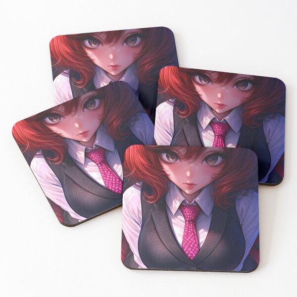 Item preview, Anime Girl Business Attire Red Hair Bold Gaze designed and sold by korinekiljoe.