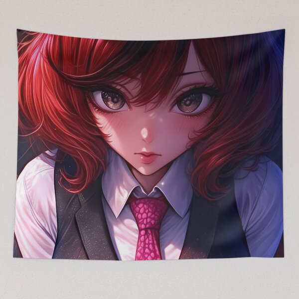 Item preview, Anime Girl Business Attire Red Hair Bold Gaze designed and sold by korinekiljoe.