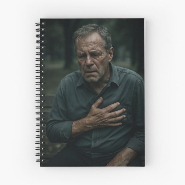 Item preview, Senior Man Grabbing Chest in Pain Outdoors designed and sold by soulofalion.