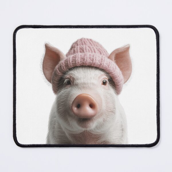 Item preview, Cozy Pig Wearing Pink Winter Hat Trendy Animal Fashion Artwork designed and sold by LazyOwlStore.