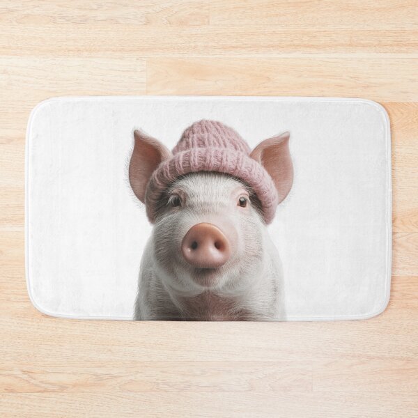 Item preview, Cozy Pig Wearing Pink Winter Hat Trendy Animal Fashion Artwork designed and sold by LazyOwlStore.