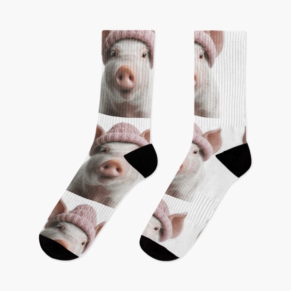 Item preview, Cozy Pig Wearing Pink Winter Hat Trendy Animal Fashion Artwork designed and sold by LazyOwlStore.