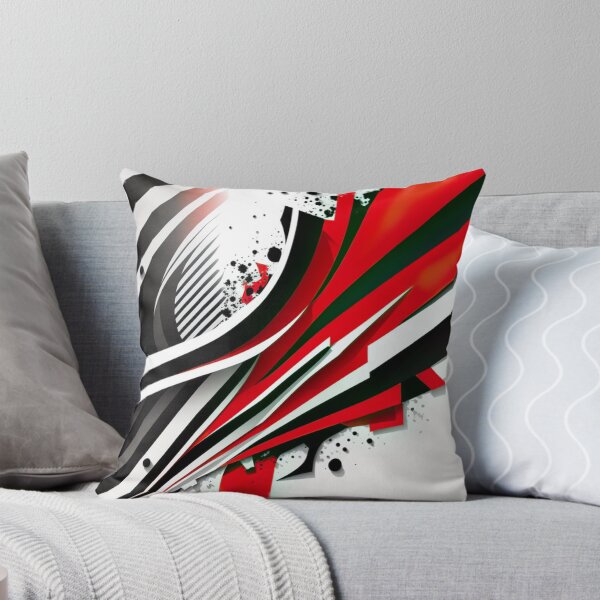 Aperçu de l'œuvre Abstrait géométrique énergique en rouge, noir et blanc créée et vendue par PaintbrushPlace.