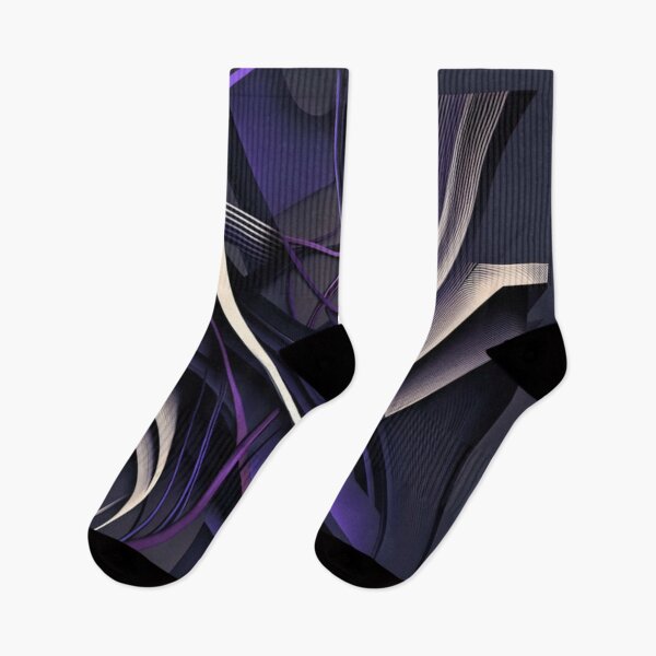 Item preview, Dark Purple and Cream Abstract Geometric Flow Design designed and sold by PaintbrushPlace.