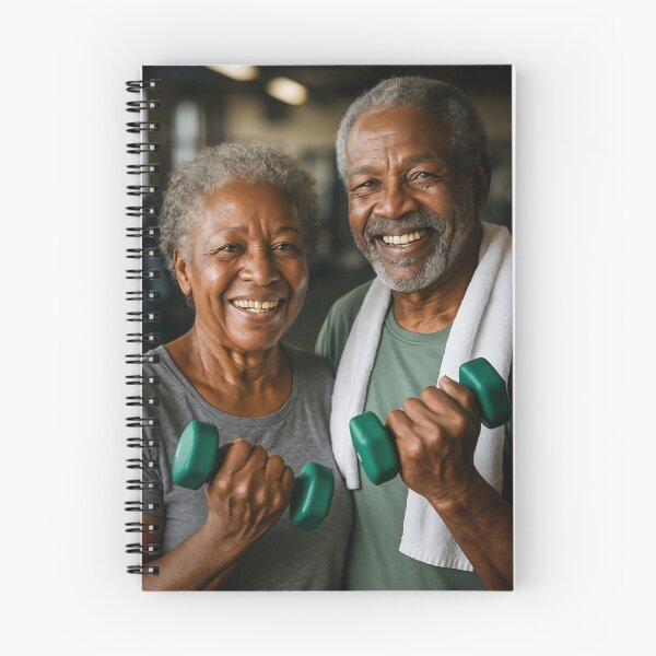 Item preview, Happy Senior Couple Exercising Together with Dumbbells designed and sold by soulofalion.
