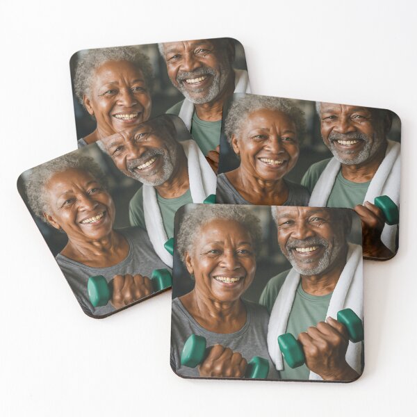 Item preview, Happy Senior Couple Exercising Together with Dumbbells designed and sold by soulofalion.
