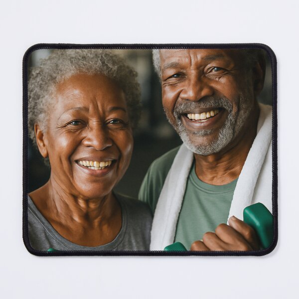Item preview, Happy Senior Couple Exercising Together with Dumbbells designed and sold by soulofalion.