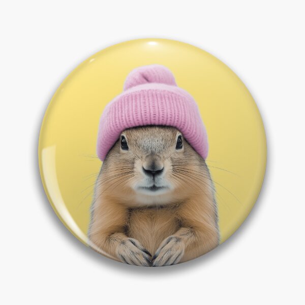 Item preview, Cozy Prairie dog Wearing Pink Winter Hat Trendy Animal Fashion Artwork designed and sold by LazyOwlStore.