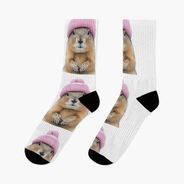 Item preview, Cozy Prairie dog Wearing Pink Winter Hat Trendy Animal Fashion Artwork designed and sold by LazyOwlStore.