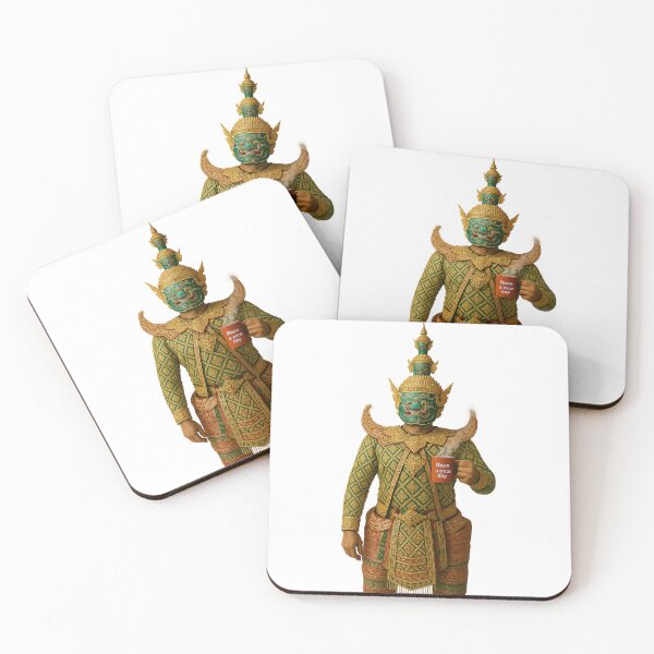 Item preview, Thai Giant with Coffee – Funny Khon Mask Art, "Have a Nice Day" Yaksha designed and sold by Bspaces.