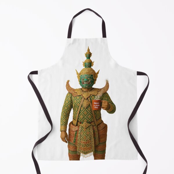 Item preview, Thai Giant with Coffee – Funny Khon Mask Art, "Have a Nice Day" Yaksha designed and sold by Bspaces.