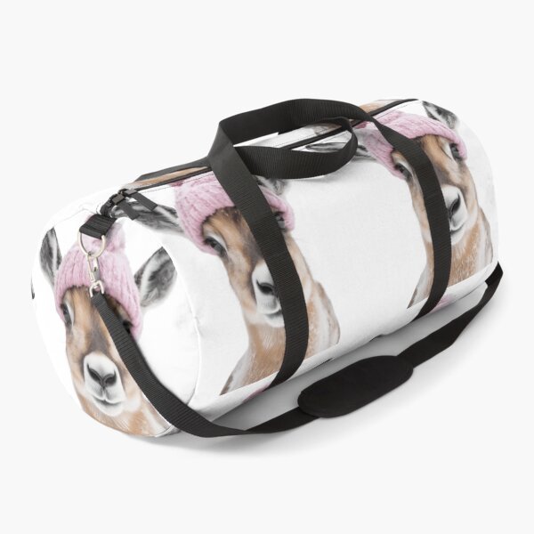 Item preview, Cozy Pronghorn Wearing Pink Winter Hat Trendy Animal Fashion Artwork designed and sold by LazyOwlStore.