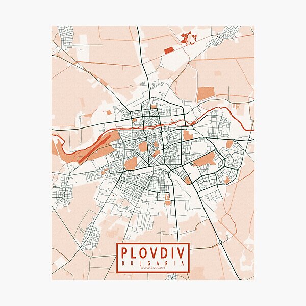 Item preview, Plovdiv City Map of Bulgaria  - Bohemian designed and sold by deMAP.