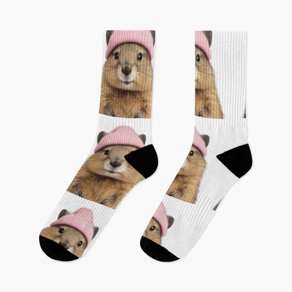 Item preview, Cozy Quokka Wearing Pink Winter Hat Trendy Animal Fashion Artwork designed and sold by LazyOwlStore.