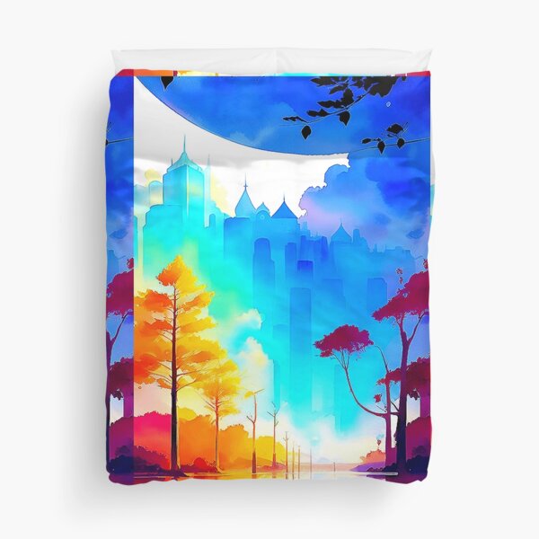 Item preview, Digital painting of City landscape with tree-lined avenue. designed and sold by Giulivo Store Graphic.