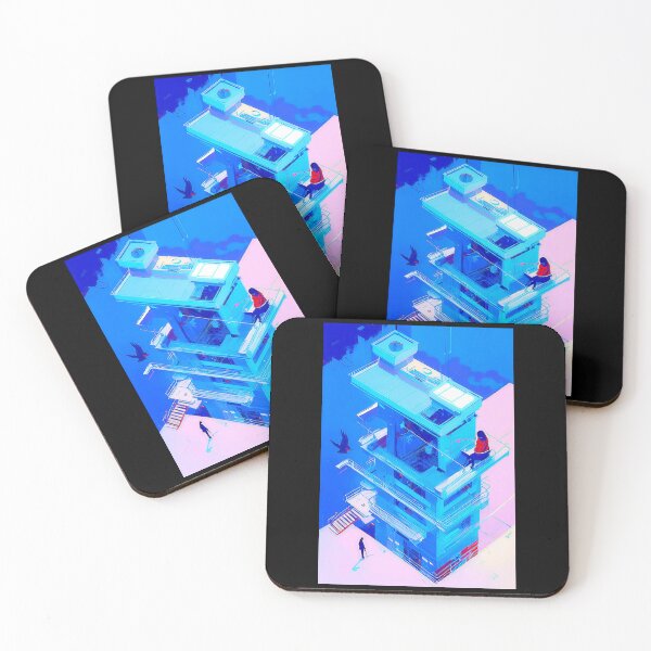 Item preview, Digital painting representation of a light blue city apartment building. designed and sold by Giulivo Store Graphic.