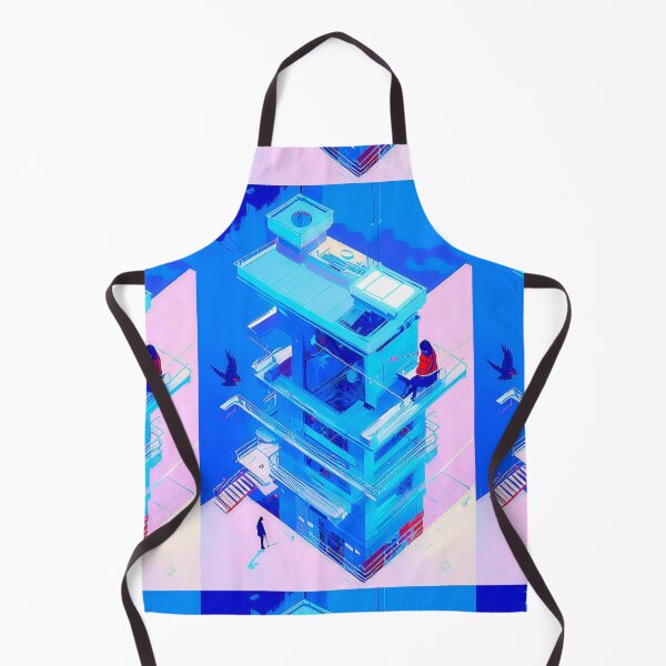 Item preview, Digital painting representation of a light blue city apartment building. designed and sold by Giulivo Store Graphic.