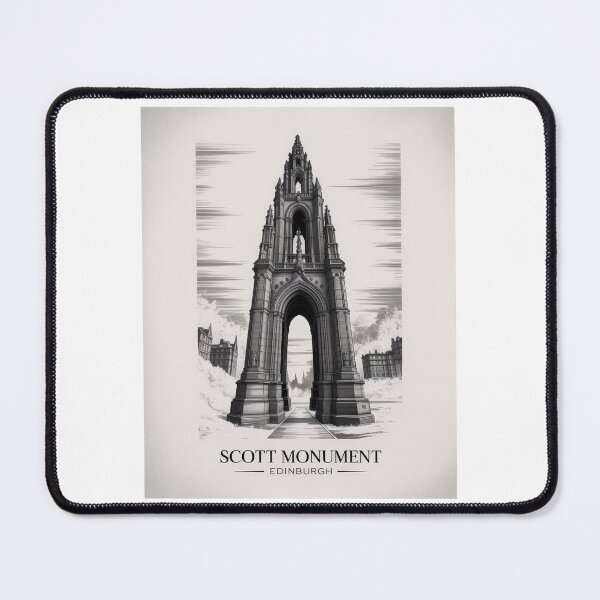 Item preview, Scott Monument Edinburgh Scotland – Gothic Architecture Retro Vintage Illustration in Black and White designed and sold by pod24.